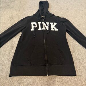 Black and white Victoria's Secret PINK zip-up hoodie